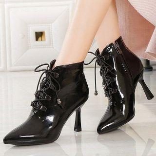 Kitten-heel Patent Ankle Boots