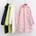 Lettering Print Long Padded Zip Coat