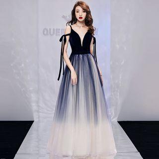 Gradient Color A-line Evening Gown