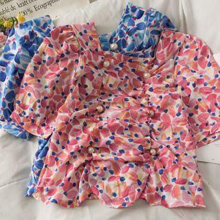 Double-breasted Ruched Crop Shirt