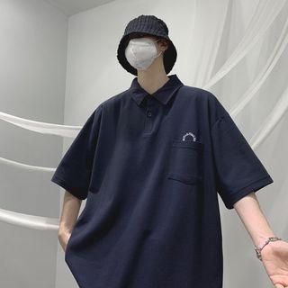 Elbow-sleeve Pocket Detail Polo Shirt