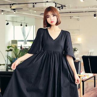 V-neck Cotton A-line Dress