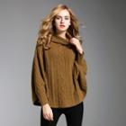 Ribbed Turtleneck Long-sleeve Knit Sweater