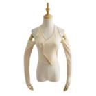 Long-sleeve Cold-shoulder Halter Neck Top