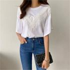 Ruffle-sleeve Lace-fringe Top