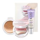 Etude House - Any Cushion All Day Perfect Special Set: Cushion Spf50+ Pa+++ With Refill + Fix And Fix Tone-up Primer (#lavender) Spf33 Pa++ 10g Beige
