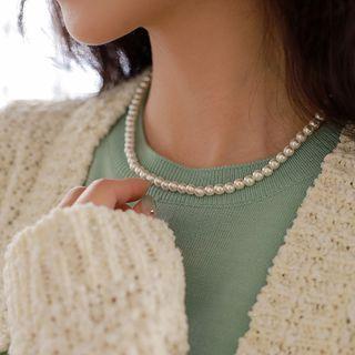 Faux-pearl Necklace In 2 Sizes
