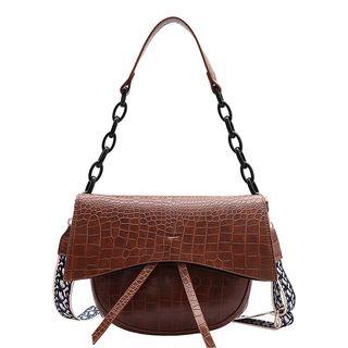 Faux-leather Chain-strap Round Shoulder Bag
