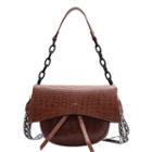 Faux-leather Chain-strap Round Shoulder Bag