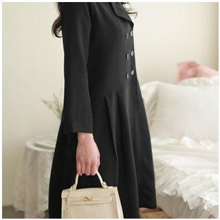 Double-breasted Pintuck-trim Dress