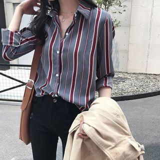 Long-sleeve Striped Button-down Shirt