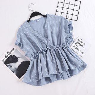 V-neck Striped Short-sleeve Top