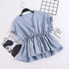 V-neck Striped Short-sleeve Top