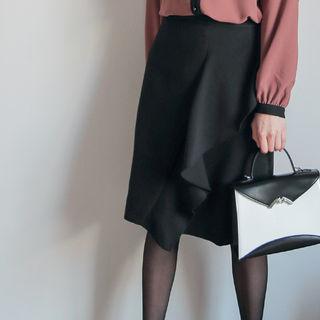 Drape-front H-line Skirt