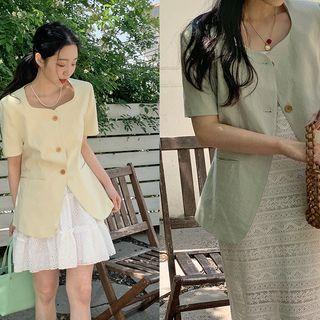 Square-neck Linen Blend Jacket