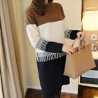 Crew-neck Color-block Sweater Dress