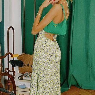 Halter Floral Print Midi Sundress