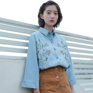 Floral Printed Denim Shirt