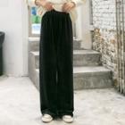 Velvet Wide-leg Pants Dark Gray - One Size