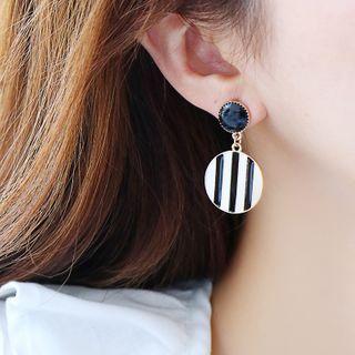Striped Alloy Disc Dangle Earring 1 Pair - Striped Alloy Disc Dangle Earring - One Size