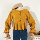 Balloon-sleeve Peplum Blouse