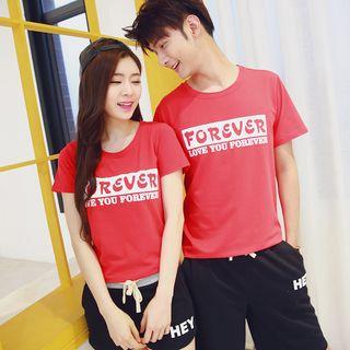 Couple Matching Set: Lettering T-shirt + Shorts