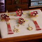 Set Of 5: Wedding Faux Pearl Branches Headpiece Set Of 5 - Red - One Size