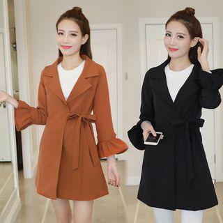 3/4-sleeve Tie Waist Coat