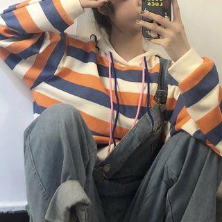Loose-fit Striped Hooded Crop Top