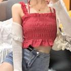 Spaghetti Strap Smocked Top Pink - One Size