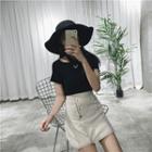 Contrast Stitching Buttoned A-line Skirt
