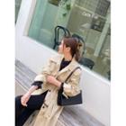 Wide-collar Long Trench Coat With Belt