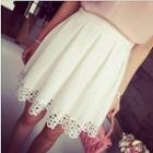 Lace Panel Pleated Skirt
