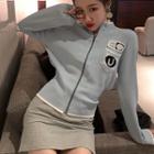 Cropped Zip Cardigan Blue - One Size