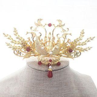 Retro Phoenix Faux Pearl / Agate Hair Stick / Tiara
