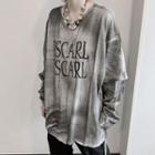 Mock Two-piece Long-sleeve Tie-dyed T-shirt As Shown In Figure - One Size