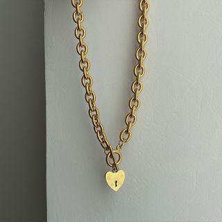 Heart Lock Pendant Alloy Necklace Necklace - Gold - One Size