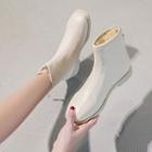 Square-toe Faux Leather Zip-up Short Boots
