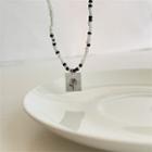 Rose Pendant Bead Necklace 1 Pc - White & Black - One Size