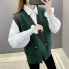 Checkered Double-breasted Sweater Vest