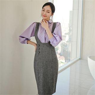 Button-trim High-waist Jumper Dress