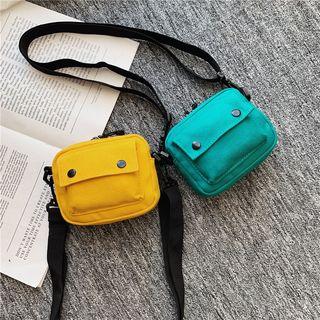 Canvas Double Button Mini Crossbody Bag