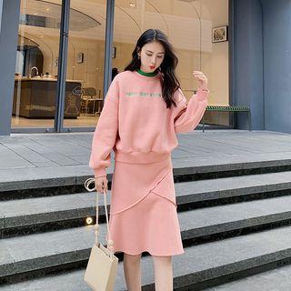Set: Embroidered Pullover + Midi A-line Skirt