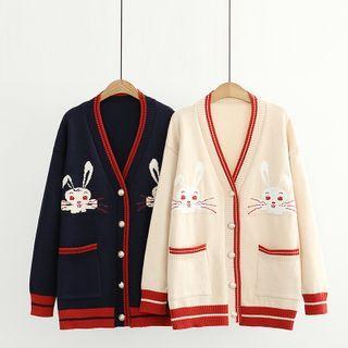 Rabbit Print V-neck Cardigan
