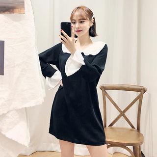Ruffle-collar Mini Shift Dress
