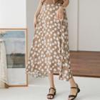 Asymmetric-hem Long Floral Skirt