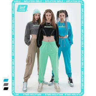 Asymmetric Reflective Crop T-shirt