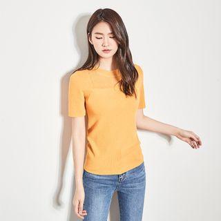 Round-neck Sheer-detail Knit Top