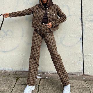 Houndstooth Button-up Jacket / Pants