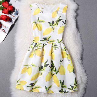 Lemon Print Sleeveless Dress